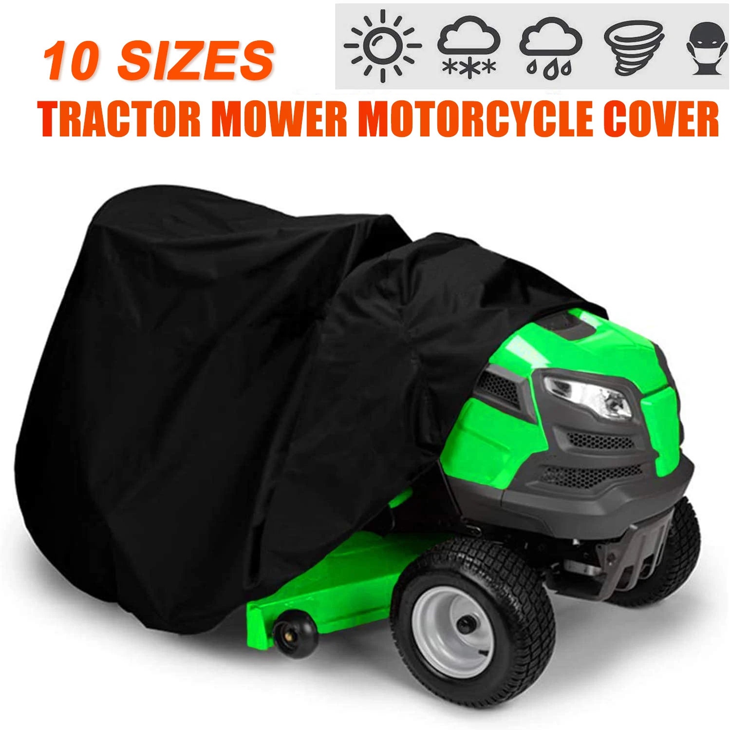 Lawn Mower Cover Waterproof Snowblower Cover Shade UV Protection Tractor Covers For Yard Garden Furniture Motorcycle Quad Bikes