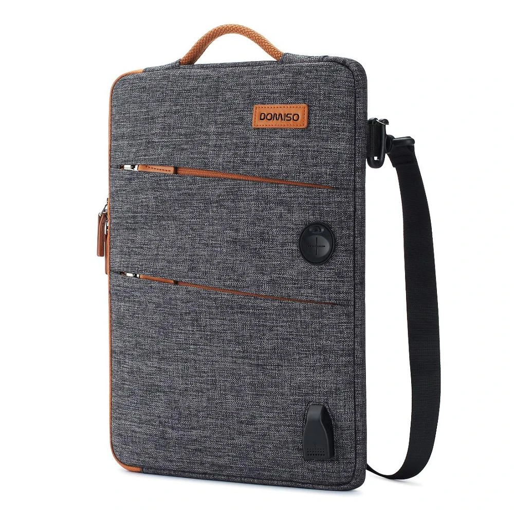 DOMISO 11 13 14 15.6 17.3 Inch Waterproof Laptop Bag Polyester with USB Charging Port Headphone Hole Notebook Laptop Sleeve