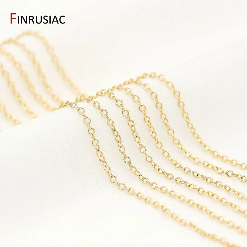14k Real Gold Plated Chain For Jewelry Making 1.2mm 1.6mm 2.0mm Thin Chain Wholesale Handmade DIY Jewelry Findings
