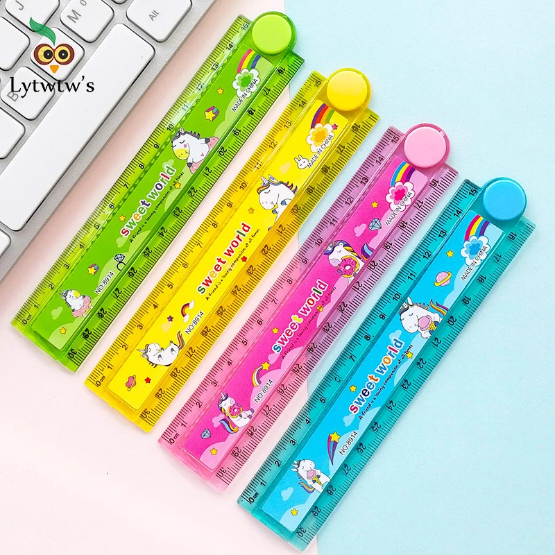 1 Pcs Lytwtw's Kawaii Unicorn Stationery Cartoon Drawing Gift Office School Supply Folded Straight Ruler Cute Funny