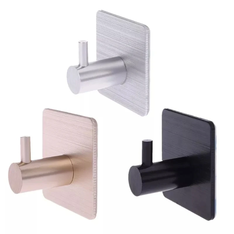 Self Adhesive Home Kitchen Wall Door Hook Key Holder Rack Towel Hanger Bathroom Rack Hooks Aluminum Multi-Purpose Storage Hooks