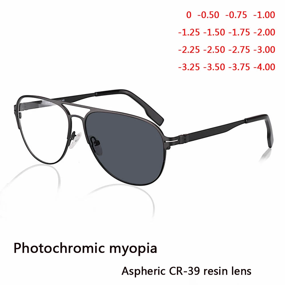 Myopia Sunglasses Finished Men Women Myopia Eyeglasses Frame with CR39 Sun Photochromism gray lens prescription Myopia Eyewear