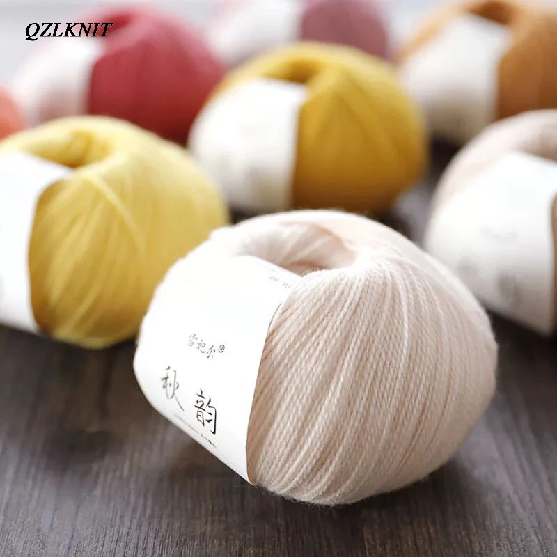 QZLKNIT 50g/ball 75%Merino wool yarn Autumn/winter Soft medium-fine wool yarn DIY Hand knitted Crochet Baby clothes Yarn