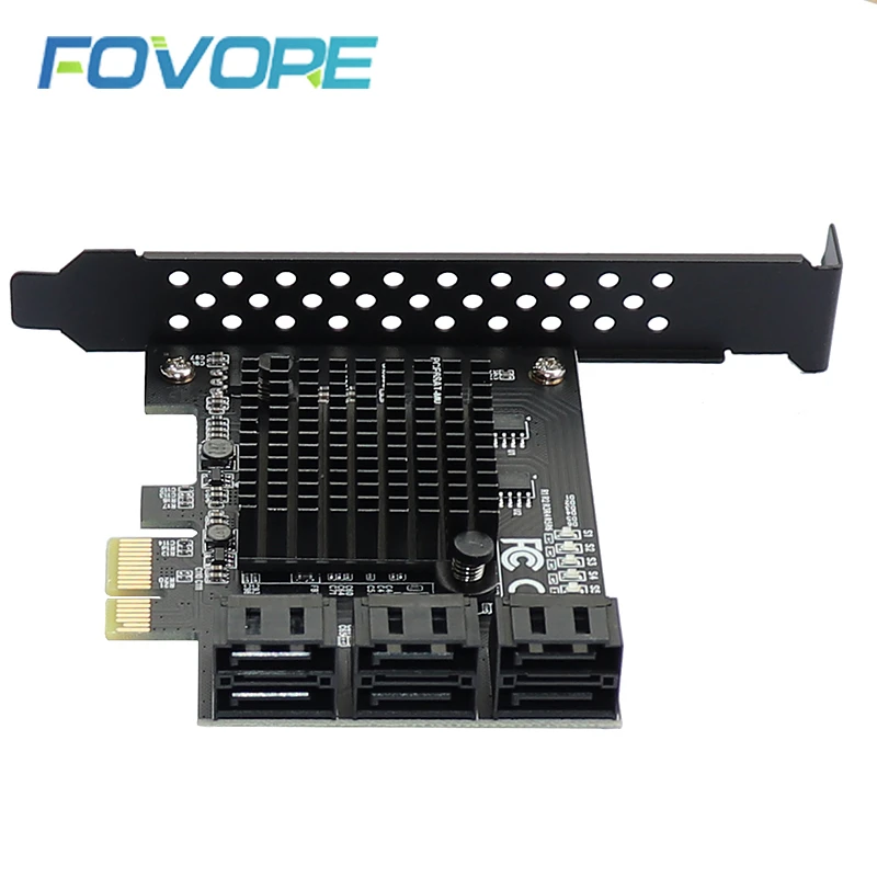 Marvell 88SE9215 chip 6 ports SATA 3.0 to PCIe expansion Card PCI express SATA Adapter SATA 3 Converter with Heat Sink for HDD