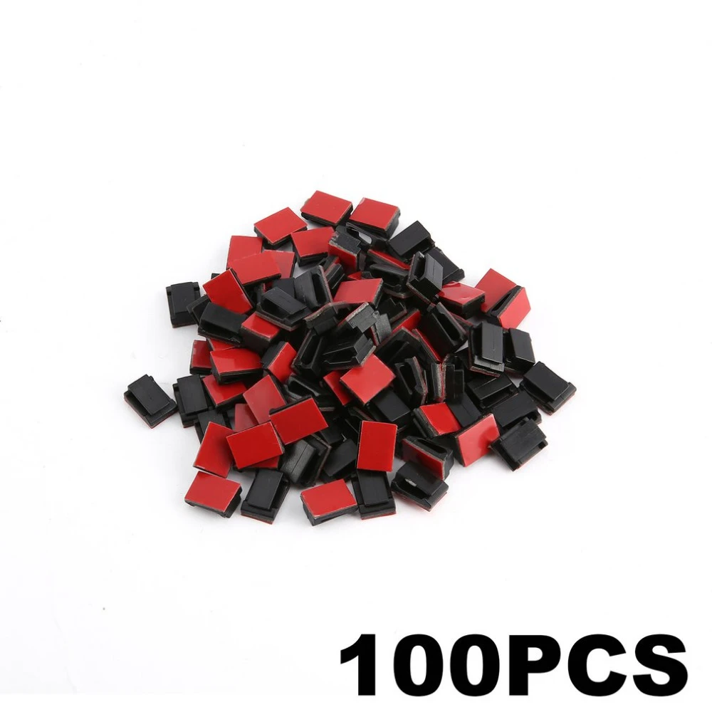 100 pcs Self Adhesive Cable Clips Wire Holder Clamps Car Data Cable Organizer Wire Management Cord Tie Holder Fixed Clips