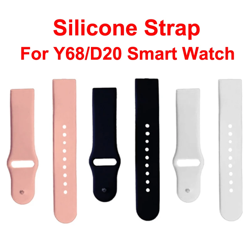 Universal Silicone Strap For Y68 D20 D28 Smartwatch Replace Soft TPU Wrist Watchband Belt Smart Watch Band Black Pink White