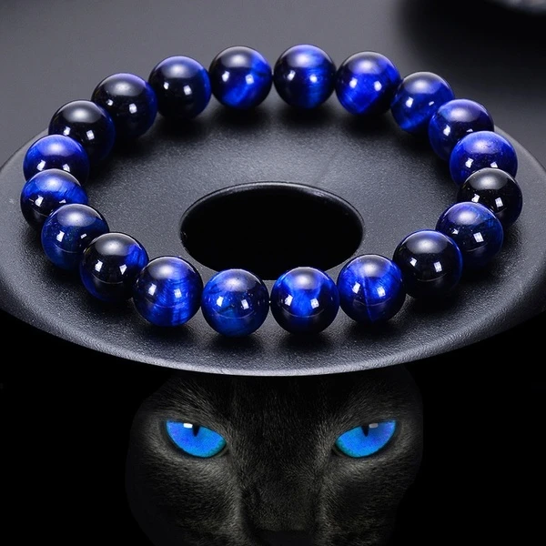 6/8/10mm buddha Bracelets Blue Tiger Eye Bracelet Natural Stone Round Beads Elasticity Rope Men Women blue stone Beaded Bracelet