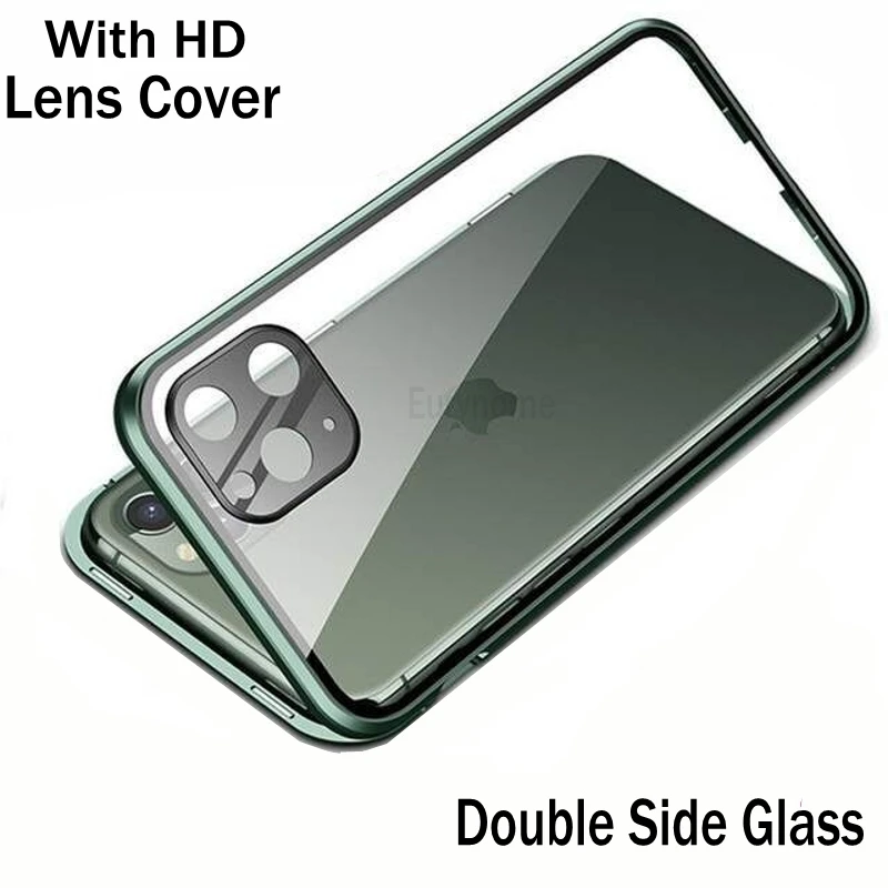 Magnetic Glass Case For Iphone 11 Pro Max X XR XS MAX Metal Camera Lens Protectiv Double Side Tempered Glass Cover For Iphone 11