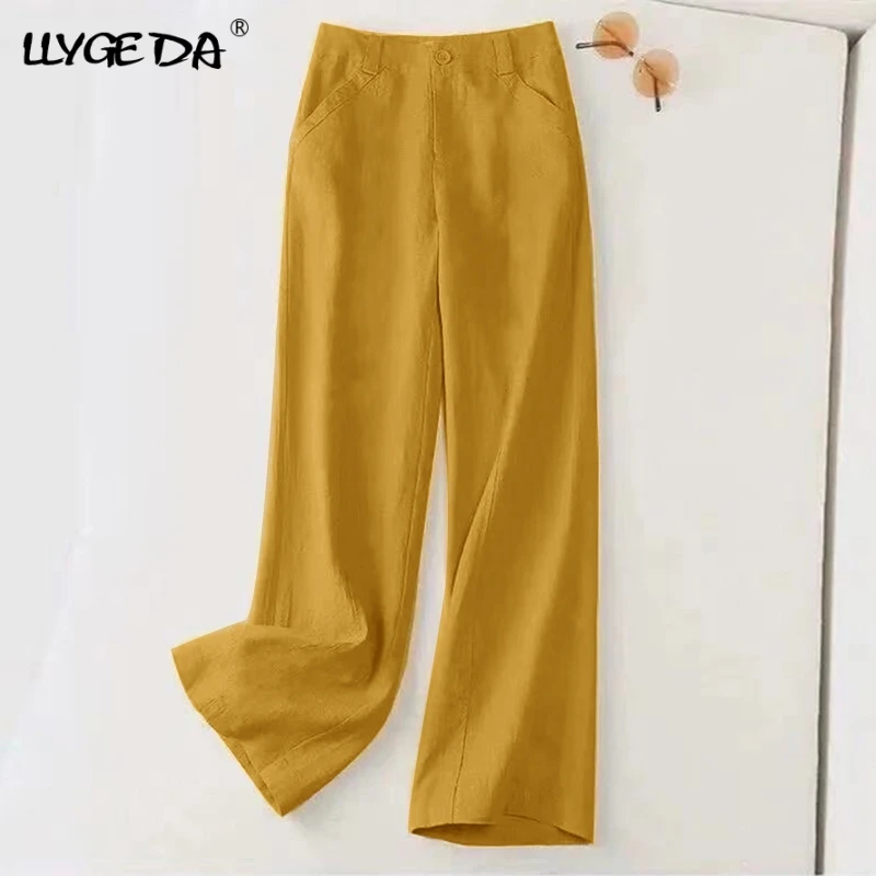 Cotton Linen Straight-leg Pants For Women Loose Casual Women's Pant 2021 Summer Autumn Low Price Promotion Trousers For Female