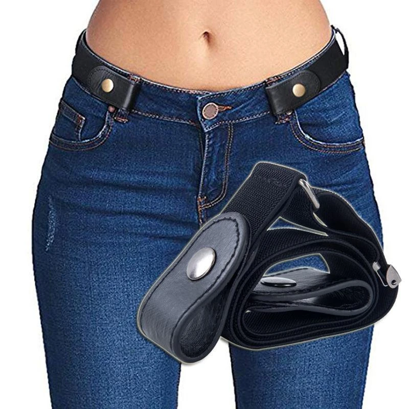 Buckle-Free Belt for Jean Pants Dresses No Buckle Stretch Elastic Waist Belt Women/Men No Bulge No Hassle Generalsize Waist Belt