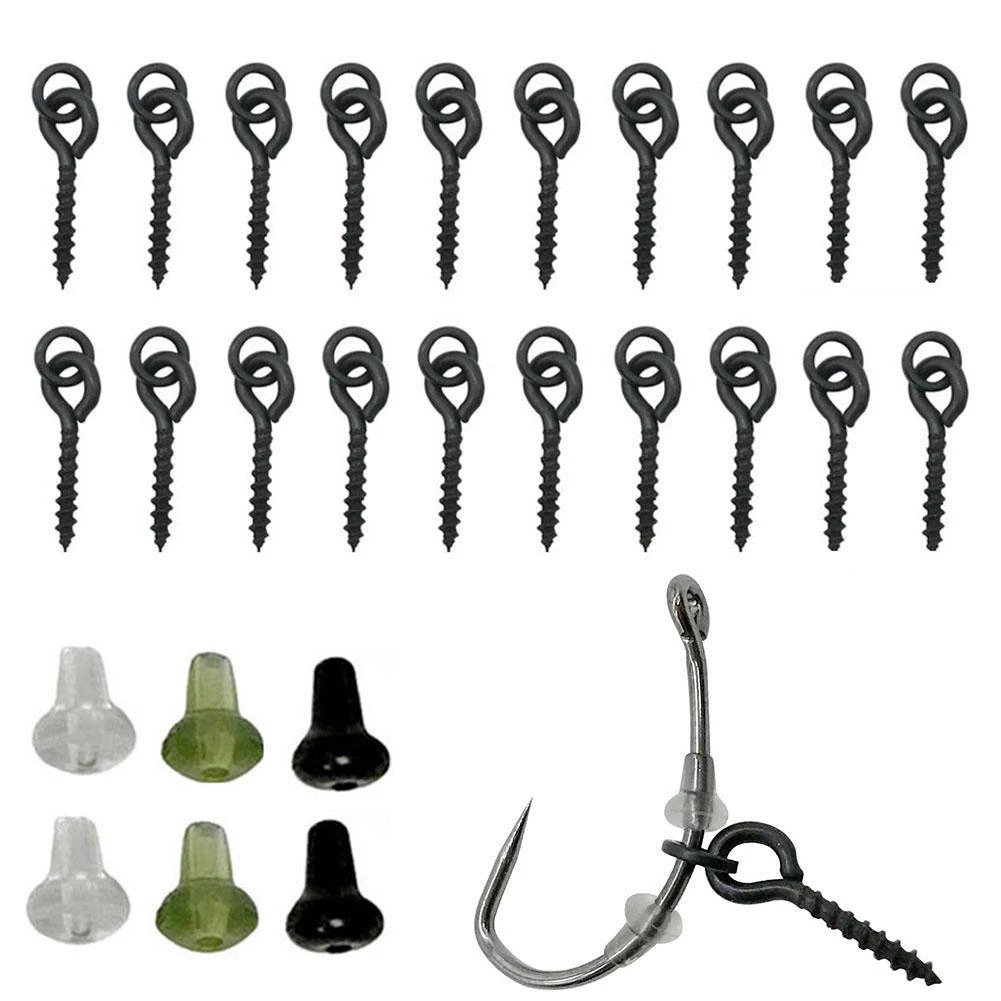 20PCS Boilies Bait Screw With Ring Fishing Carp Material For Carp Fishing Tackle Zig Chod Rig Carp Fishing Accessories Kit