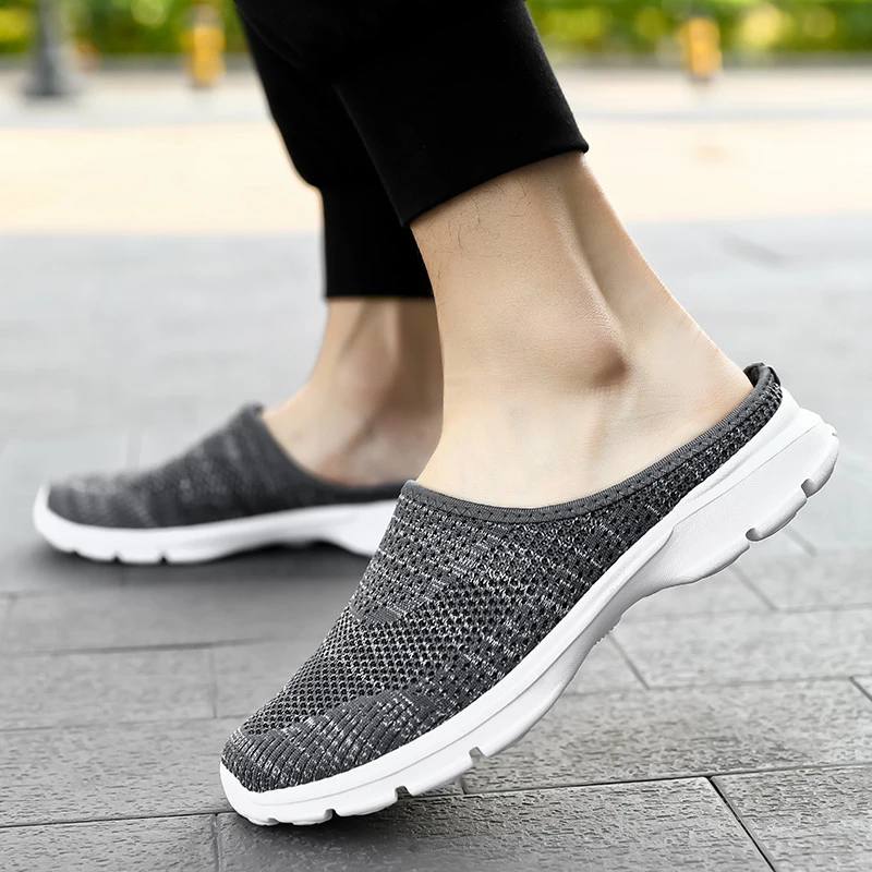 Unisex Half Shoes Summer Slip On Mens Fashion Sneakers Casual Mesh Confortable Soft Male Shoes Nice Walking Footwear Big Size