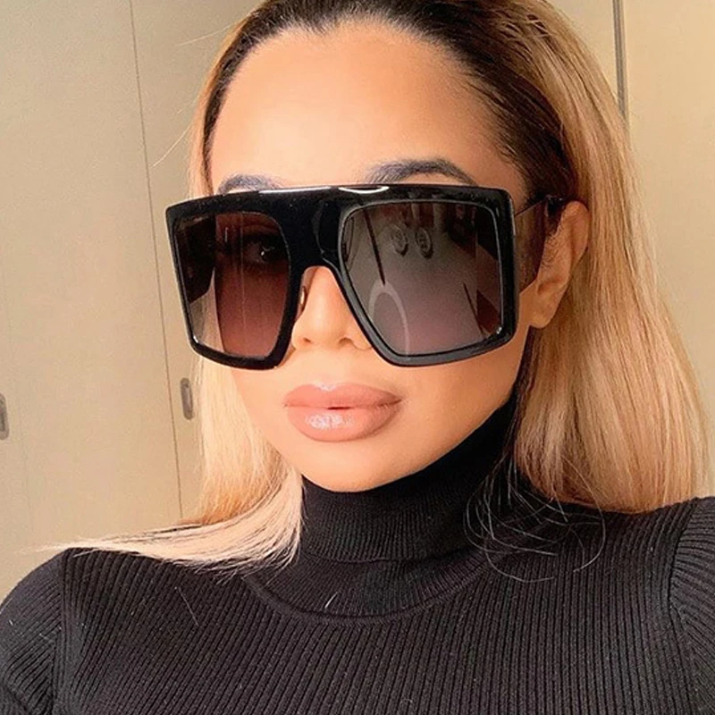 Oversized Square Sunglasses Women Black Pink One Piece Big Frame Sun Glasses Men 2020 New Luxury Brand Vintage Gradient Eyewear