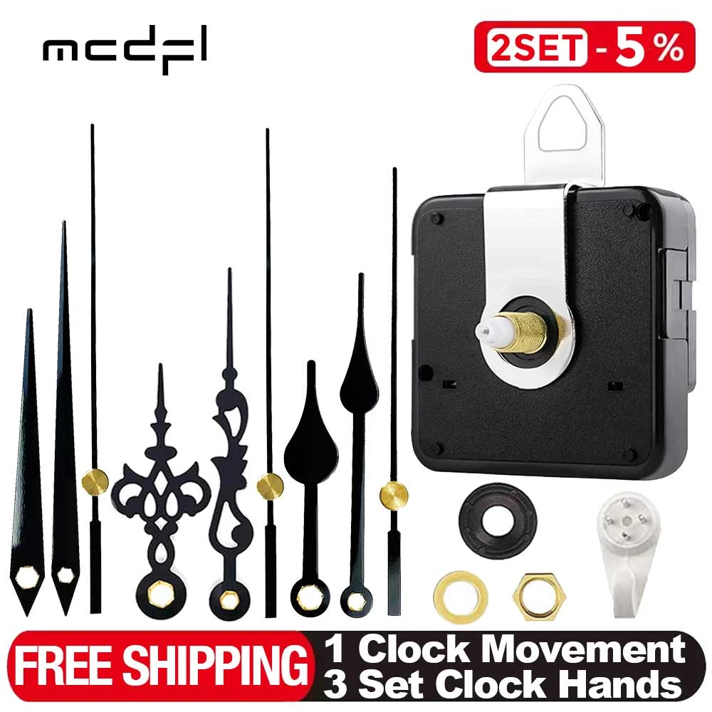 MCDFL Clock Mechanism Silent Quartz Movement Wall Horloge Hands Set Clockwork Table Klok Long Shaft DIY Kit Watch Repair Parts