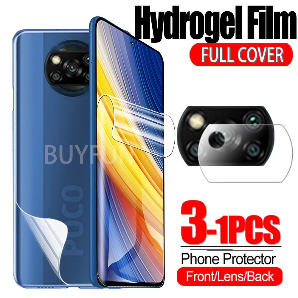 For Xiaomi Poco X3 M4 Pro Hydrogel Film Camera Glass Xiomi Poco X3 NFC X3NFC X3Pro M3 F3 Safety Film PocoX3Pro Protective Film