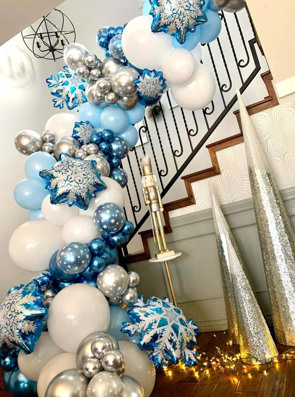 104pcs Snowflake Balloons Garland Arch Kit Ice Snow Queen Metal Balloon For Frozen Birthday Wedding Christmas Party Decor