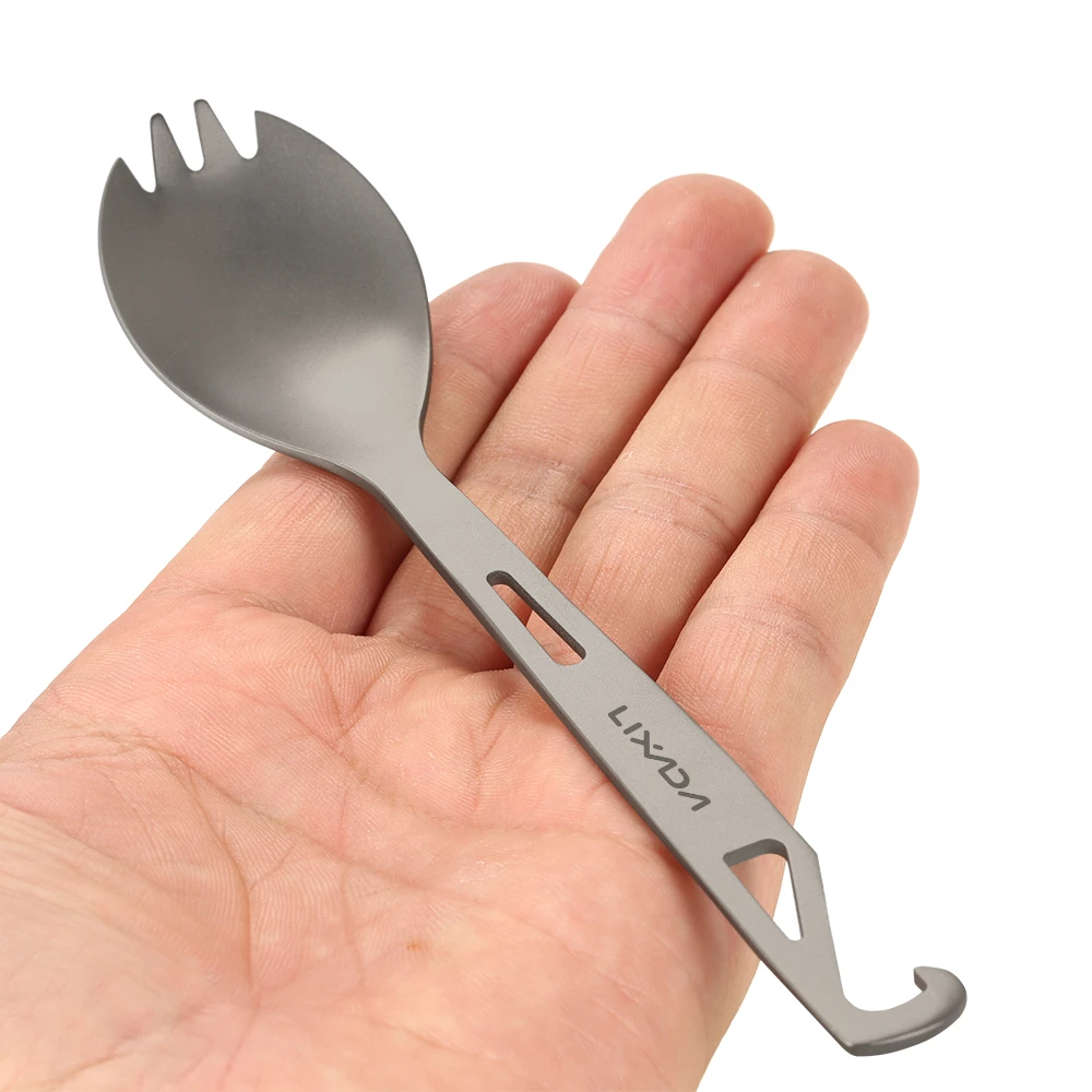 Lixada Outdoor Titanium Spork Spoon Fork Bottle Opener Lightweight Dinner Tableware Cutlery Travel Backpacking Picnic Camping