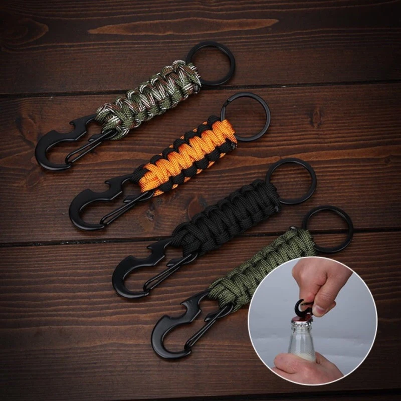 MKENDN Outdoor Umbrella Rope Corkscrew Car Keychain Climb Keychain Tactical Survival Tool Carabiner Hook Cord Backpack Buckle