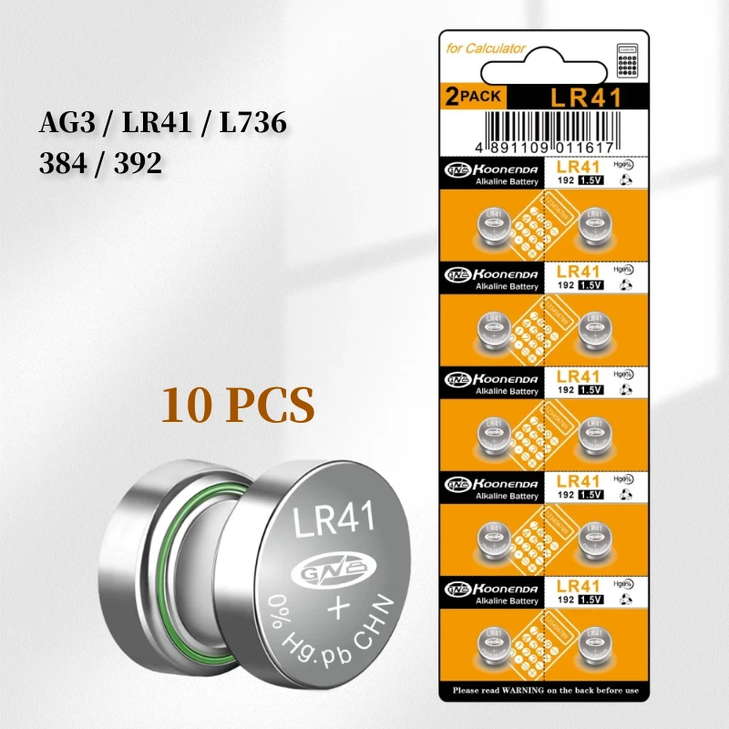 10pcs AG3 1.55V Alkaline Button Battery AG3 192 LR41 SR41SW L736 Coin Cell Button Batteries For Watches Toys