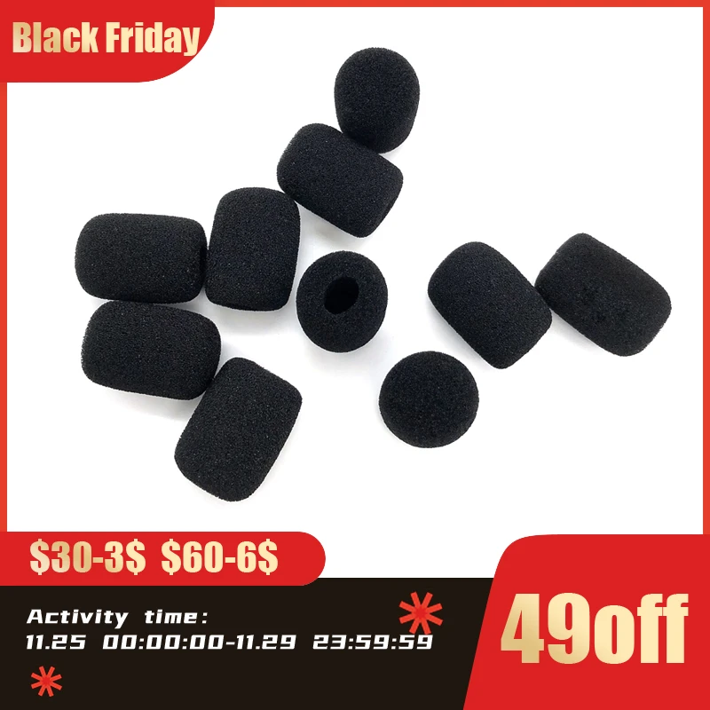 10pcs 30mm Soft Elastic Sponge Microphone Head Cover Foam Sponge Windscreen Mic Covers for Headset Sleeve Mic