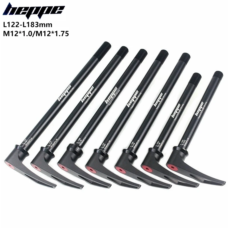 HEPPE MTB Road Bike Thru Axle Front Fork Shaft Skewers 12x100 12x110 Rear Thru Axle 12x142 12x148 Quick Release M12xP1.0/P1.75