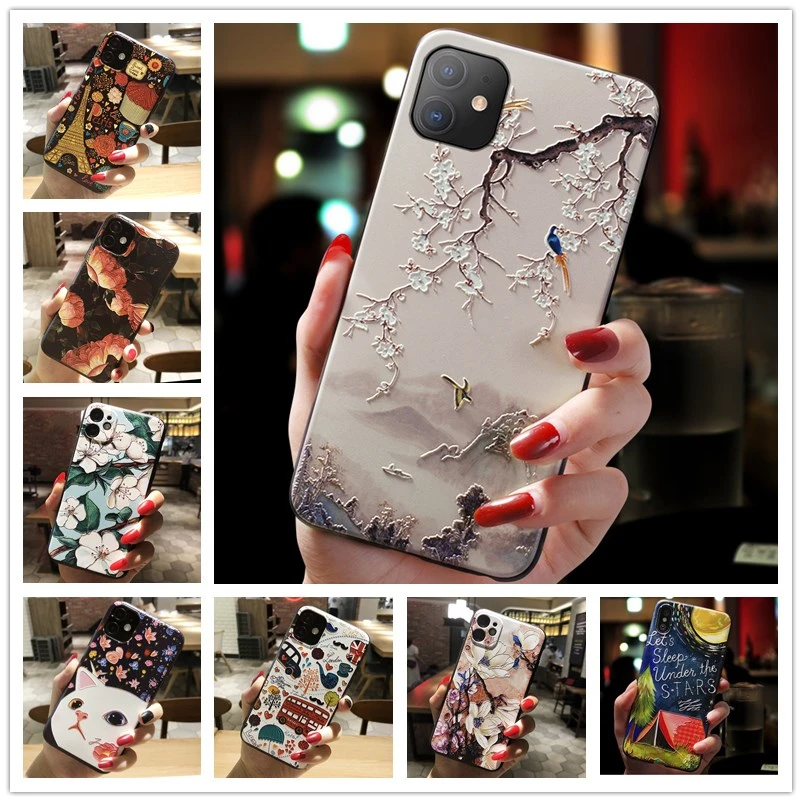 3D Relief Phone Case For Samsung A32 case Floral Silicon Cover For Samsung Galaxy A12 A02S M32 M12 A32 4G 5G Case Fundas Coque