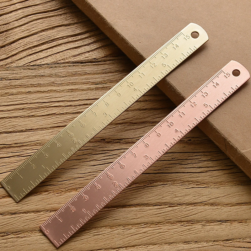 15Cm 18CM 20CM Brass Straight Ruler for School Office Stationery Metal Painting Drawing Tools Chancery Measuring Ruler Bookmark