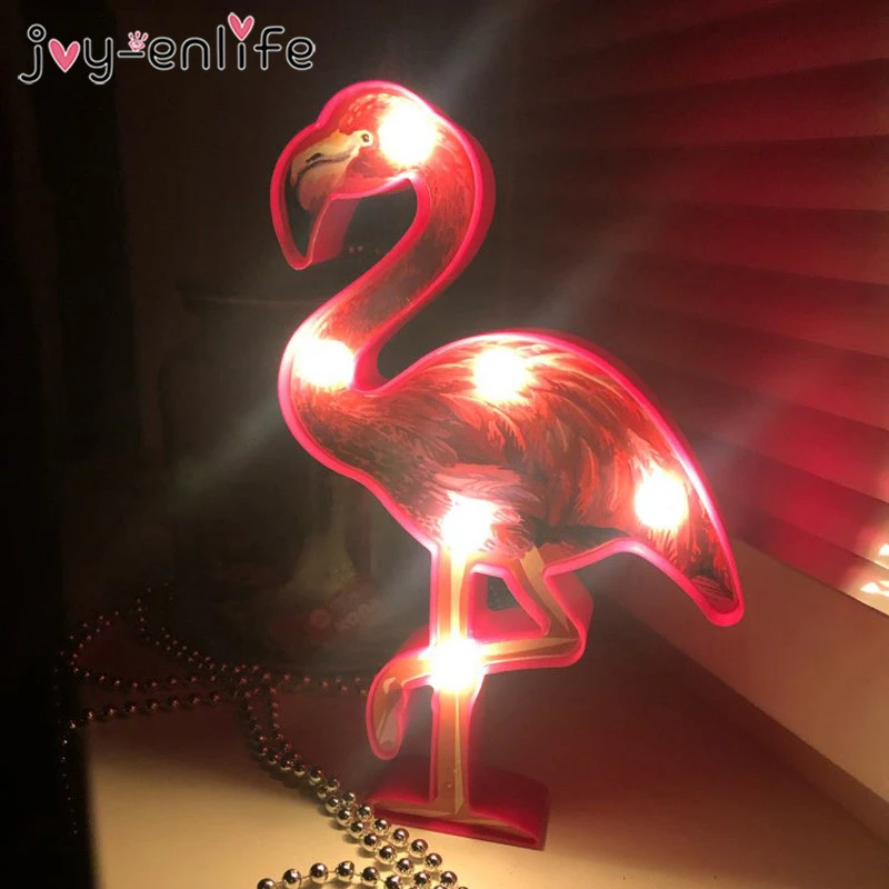 Lovely Flamingo 3D Night Light Summer Home Party Decor Flamingo LED Lamp Wedding Birthday Hawaii Party Girls Bedroom Decoration