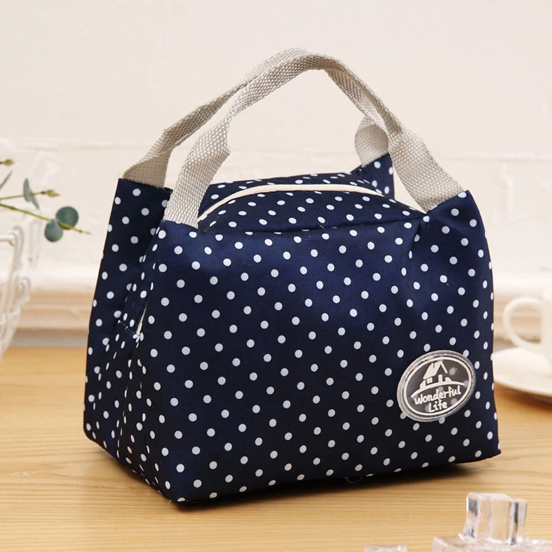 Fashion Simpl etriped Dot Portable Lunch box Bag Thermal Insulated Cold keep Food Safe Stripe warm Lunch bags For Girls Women