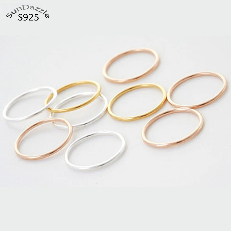 Genuine Real Pure Solid 925 Sterling Silver Rings for Women Jewelry Gold Blank Round Female Finger Ring Party Bague China Size