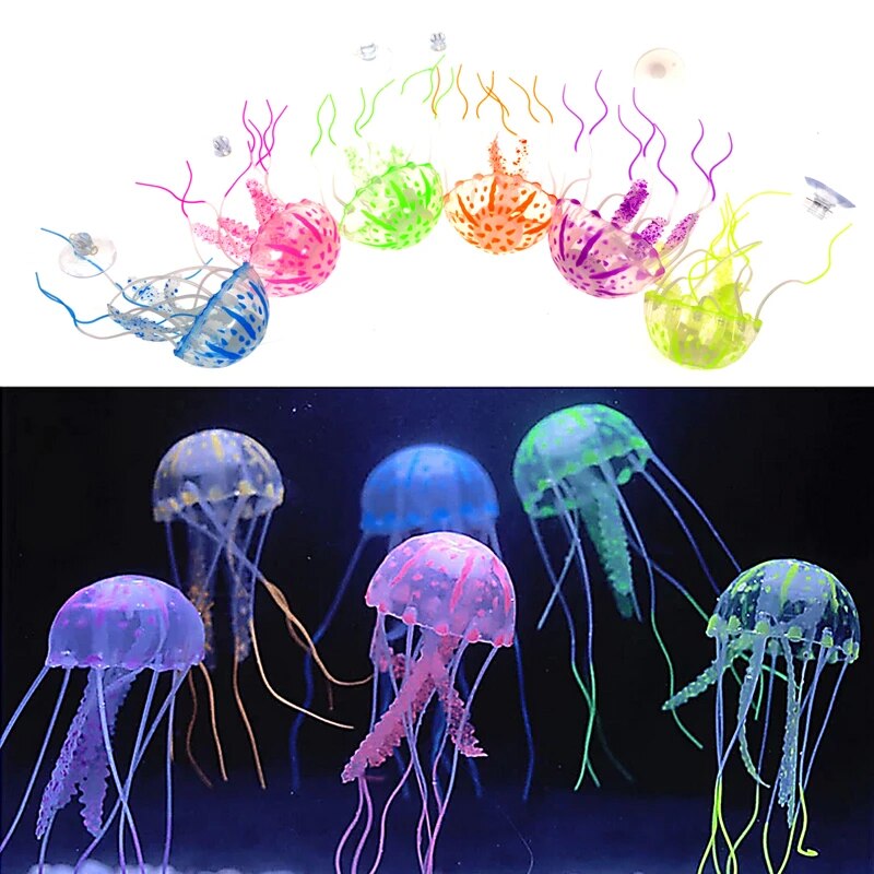 5,8,10cm Artificial Swim Glowing Effect Jellyfish Aquarium Decoration Fish Tank Underwater Luminous Ornament Aquatic Landscape