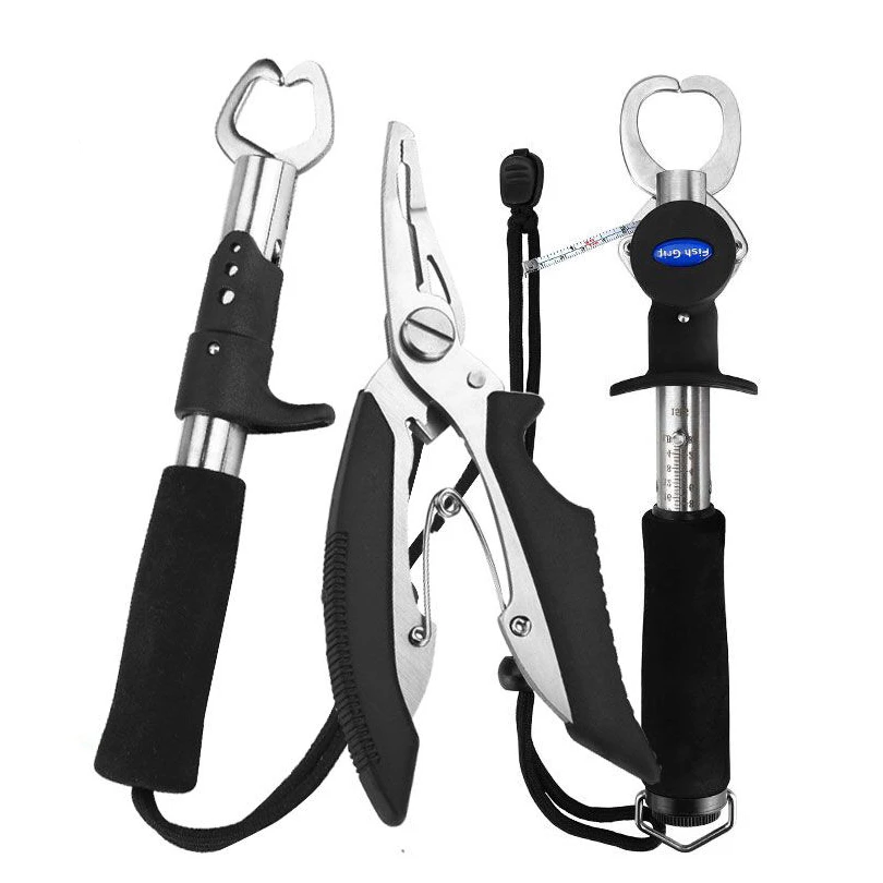 Foldable Stainless Steel Fish Gripper Cutter Plier Lip Control with Weight Scale Ruler Tool Carp Fishing Clamp Clip Tackles
