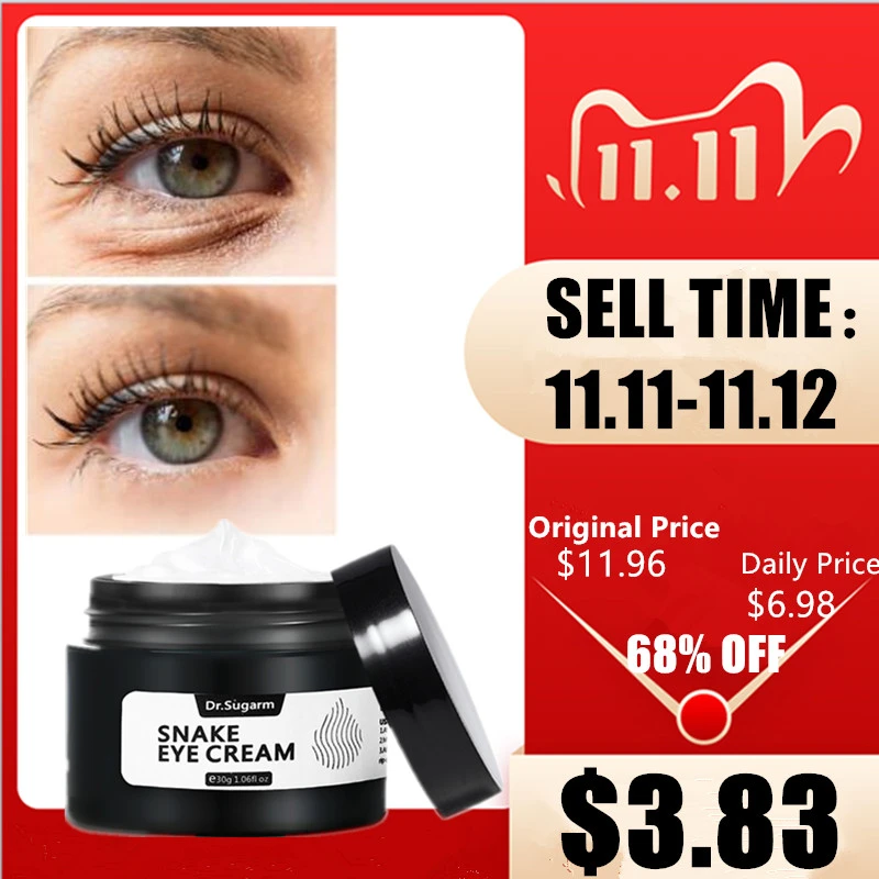 Dr.Sugarm Snake Venom Eye Cream Anti Aging Eye Balm To Reduce Puffiness, Wrinkles, Dark Circles, Crows Feet  Eye Care