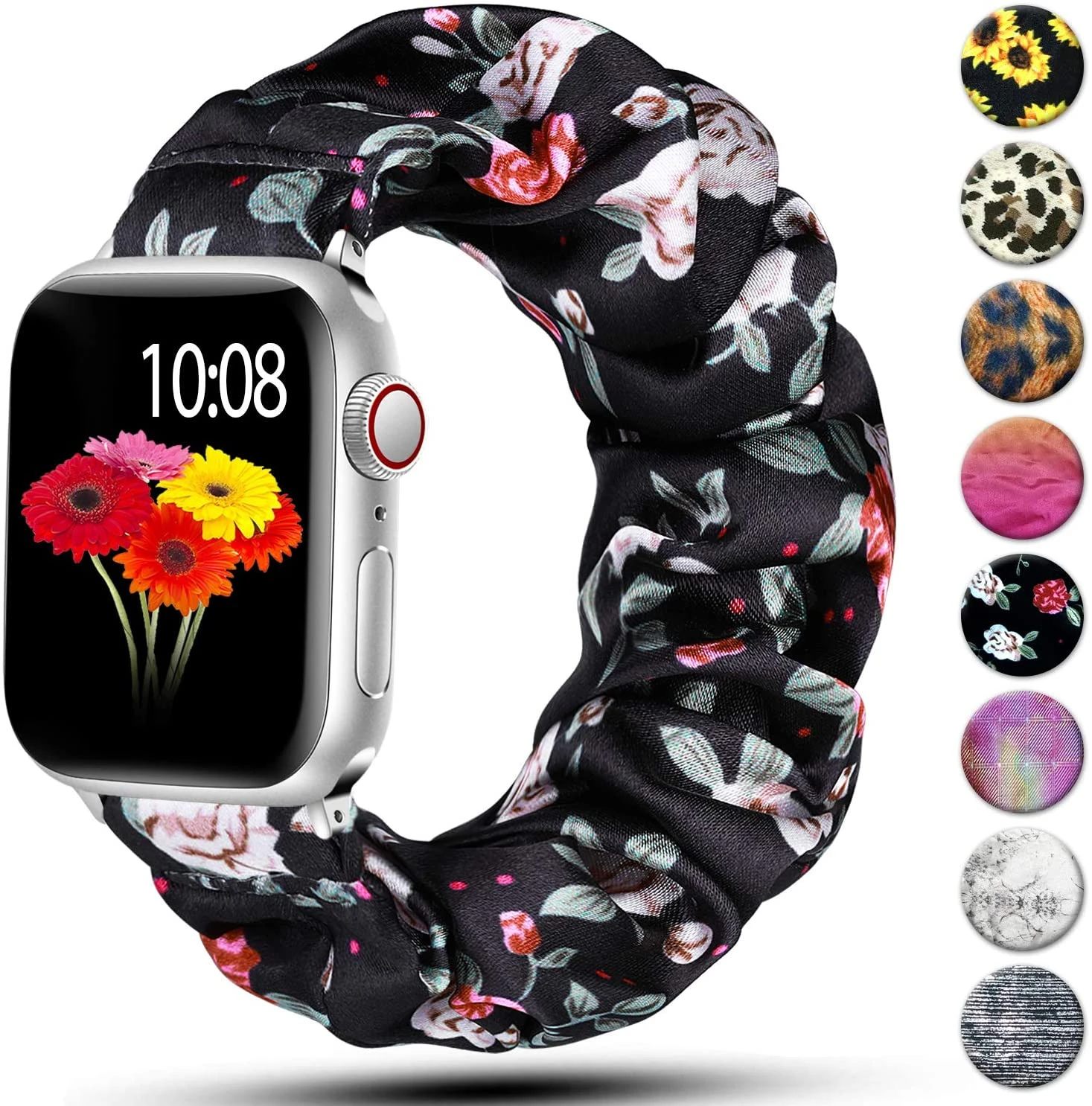 Scrunchie Strap for Apple watch band 40mm 44mm 41mm 45mm 42mm 38mm Elastic Nylon Solo Loop bracelet iWatch serie 3 4 5 6 se 7