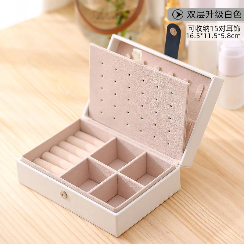Pu Leather Korean Style Girls Earring Ring Necklace Storage Case Jewelry Organize Box New Design