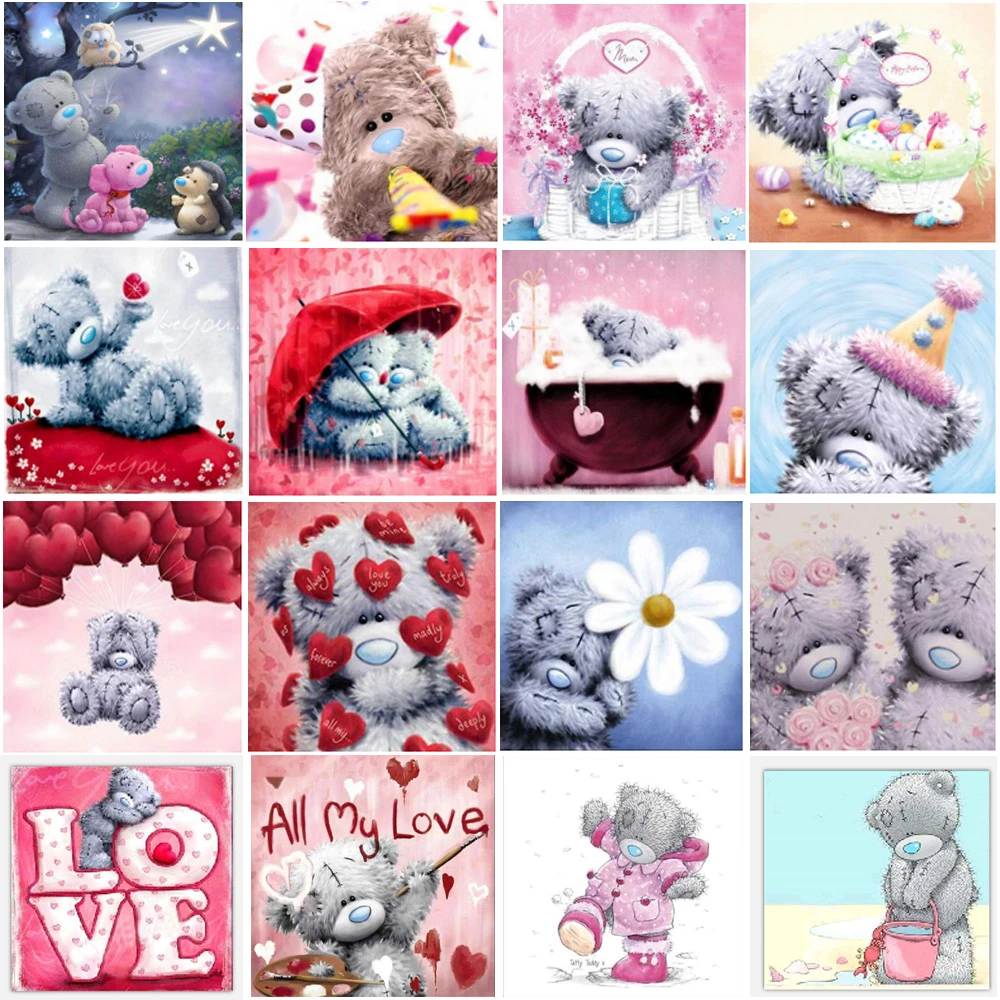 5D diamond painting cute animal teddy bear round diamond embroidery mosaic home decoration pattern DIY handmade new year gift