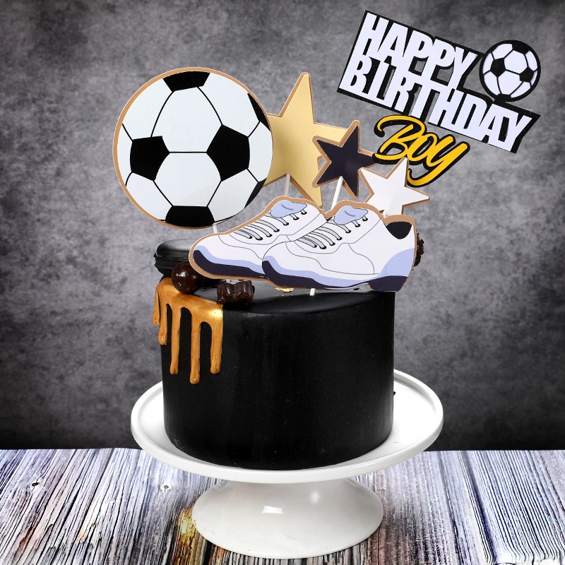 New Basket Ball Football Cupcake Topper Theme Sports Boy Happy Birthday Cake Topper For Kids Birthday Party Cake Decorations