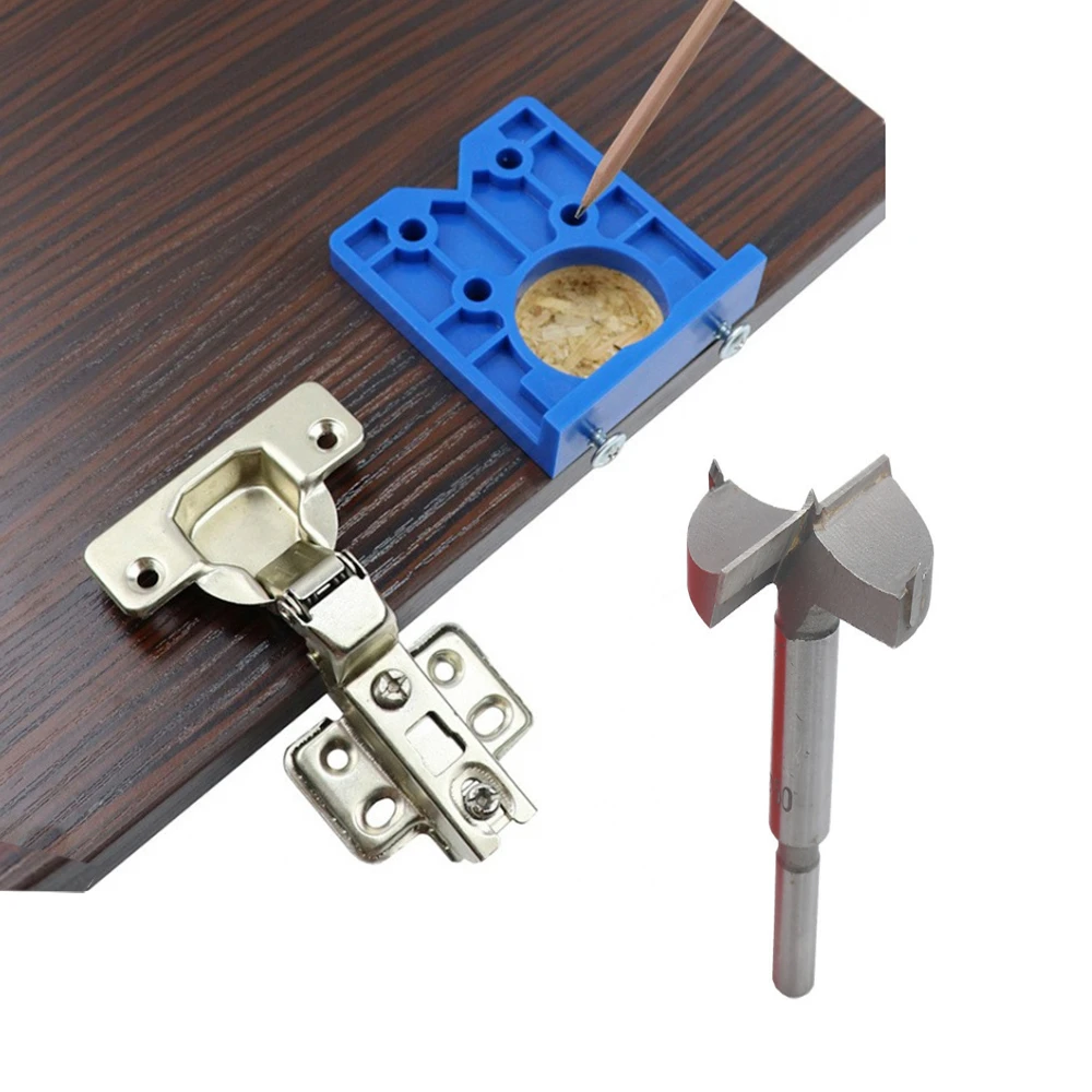 Hinge Hole Drilling Guide Locator Hinge Drilling Jig Drill Bits Woodworking Door Hole Opener Cabinet Accessories Tool 35mm