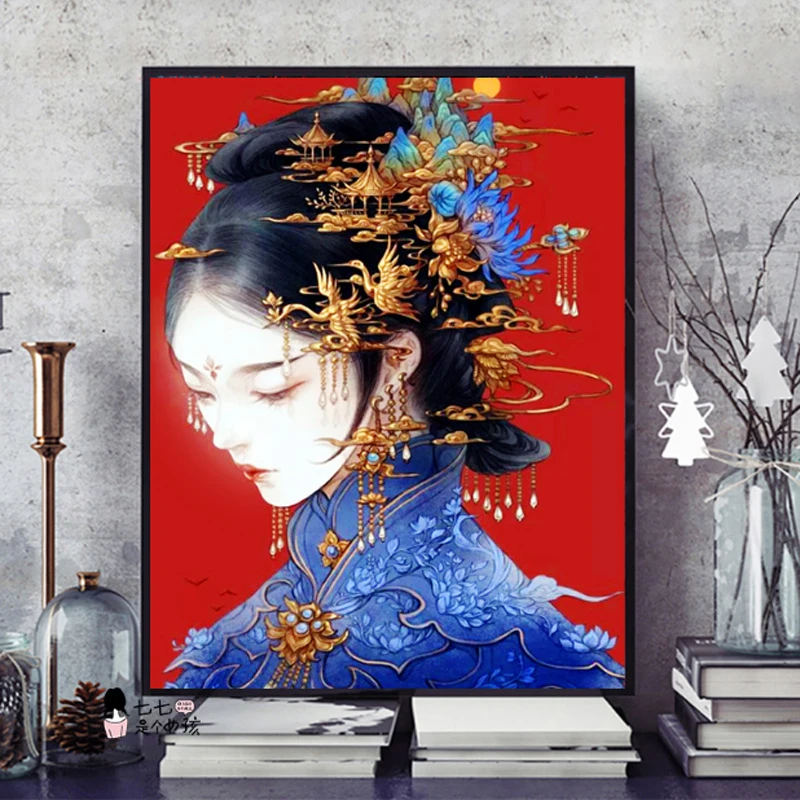 Needlework,DIY Precision printing Chinese Classical Beauty Cross stitch,the drunken beauty Sets For Embroidery kits Cross-Stitch
