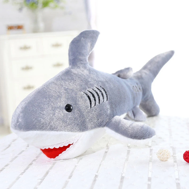Cute 45cm Soft Giant Large Shark Plush Stuffed Ocean Fish Kawaii Doll Toy Speelgoed Animals Reading Pillow for Children Kids Gif