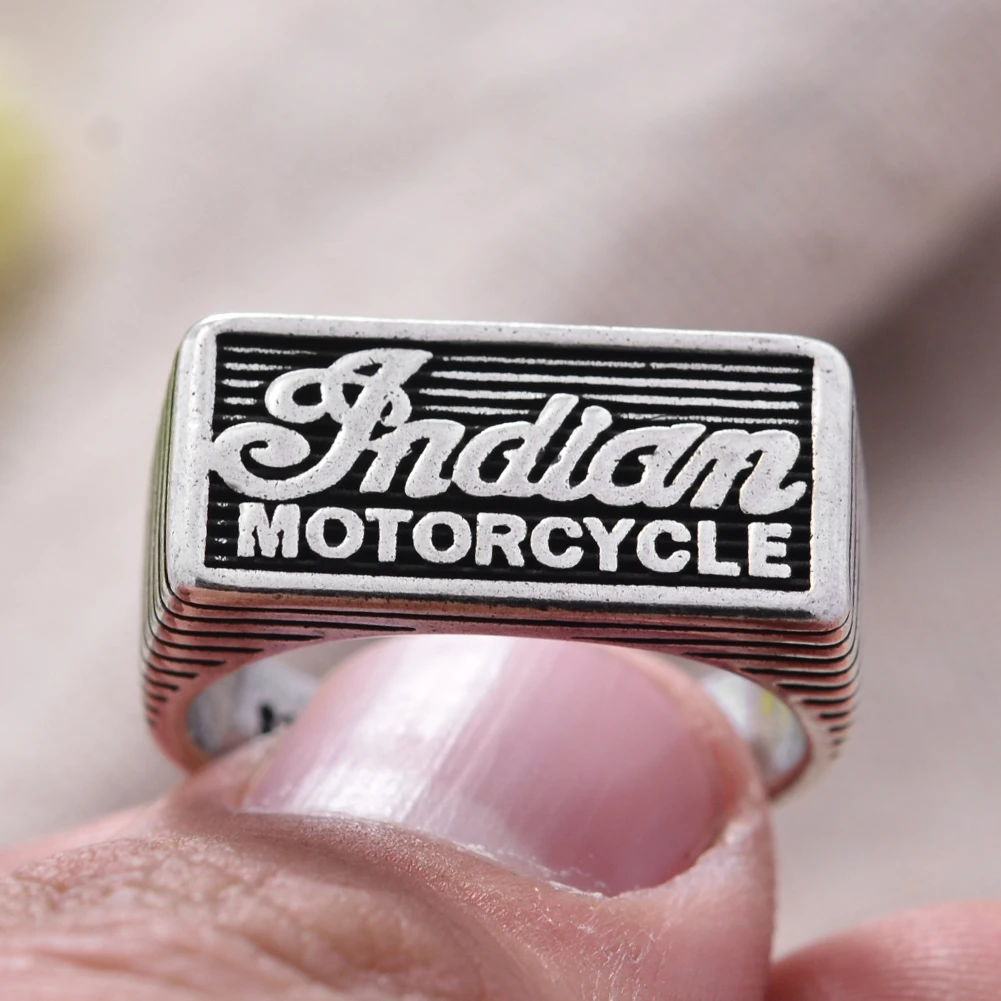 100% 925 Sterling Silver Fashion Indian Motorcycle Letter Men Finger Ring Hot Sell Jewelry For Man Gift Never Fade