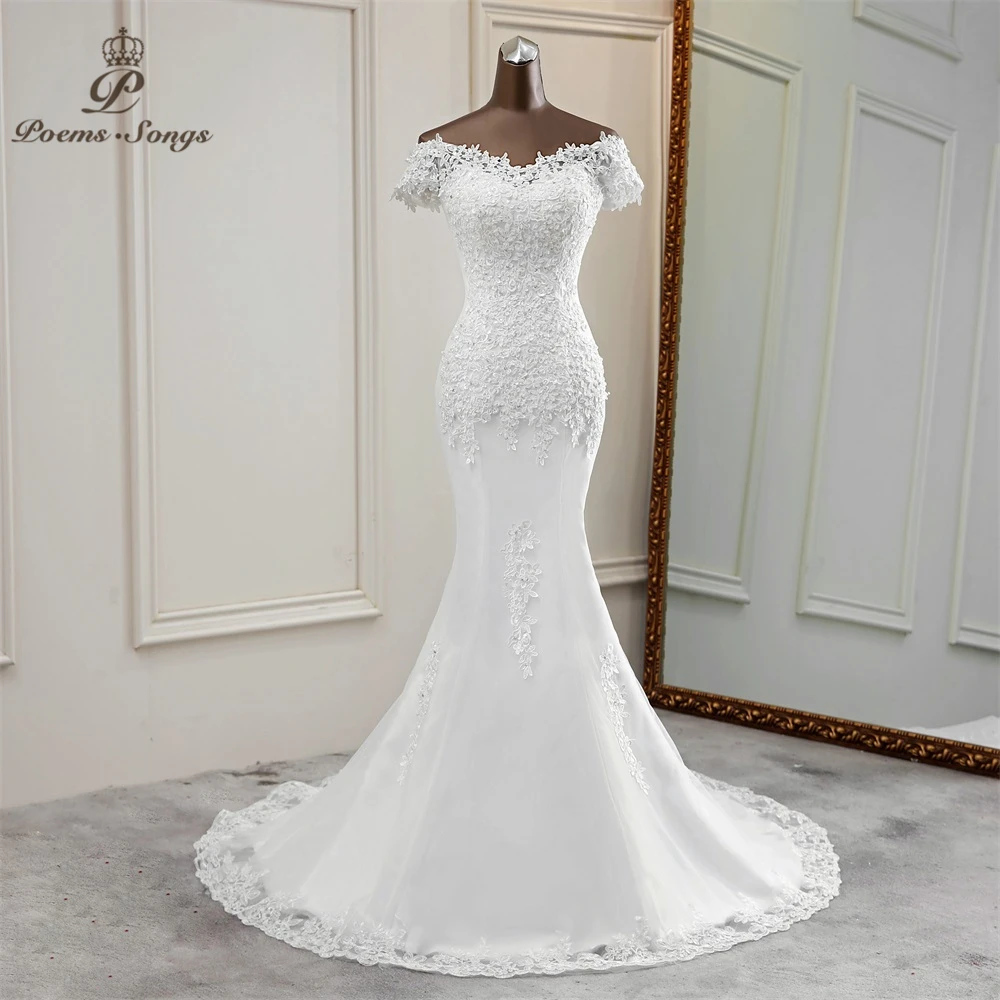 Sexy wedding dress 2021 appliques flower robe de mariee elegant bride dress lace wedding gowns beautiful  mermaid bridal gown