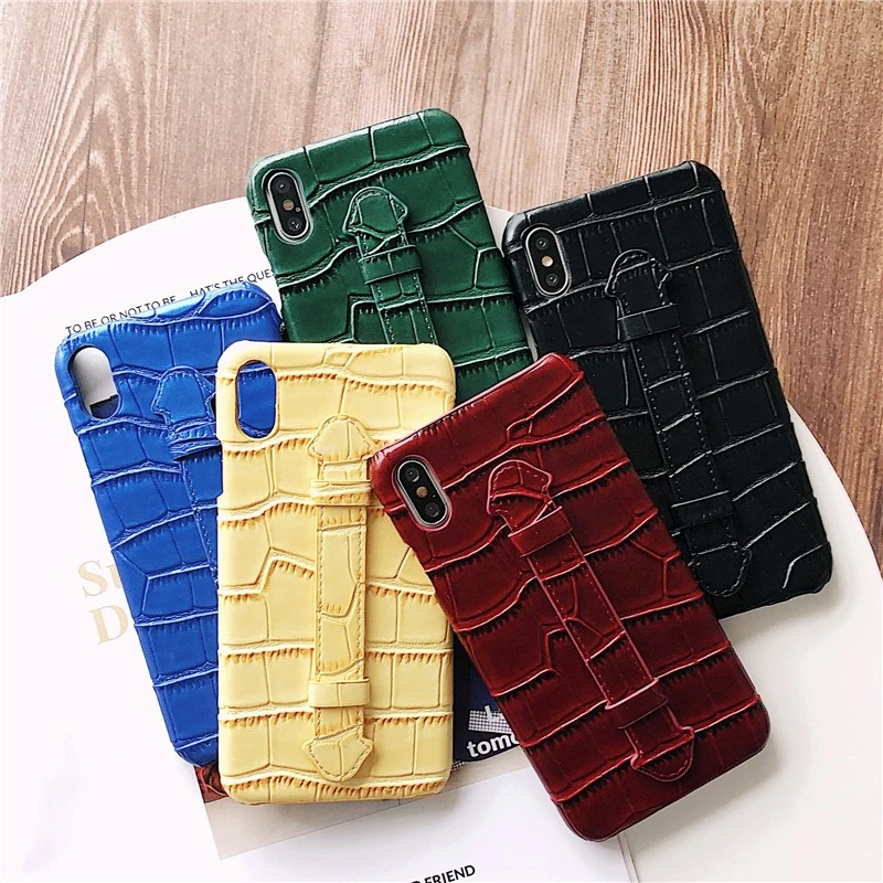 Crocodile pattern wristband Phone Cover Case For Iphone X 11 pro Xs Max Xr 10 8 7 6s Plus SE 4.7 Luxury PU leather Coque Fundas