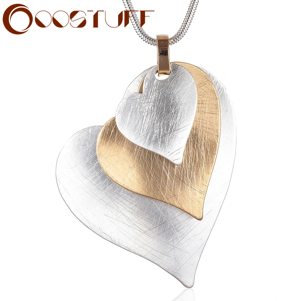 Fashion Gold Silver Color Heart Pendant Long Necklace for Women Vintage Women's Jewelry Decoration Valentine's Day Gift 2021 New