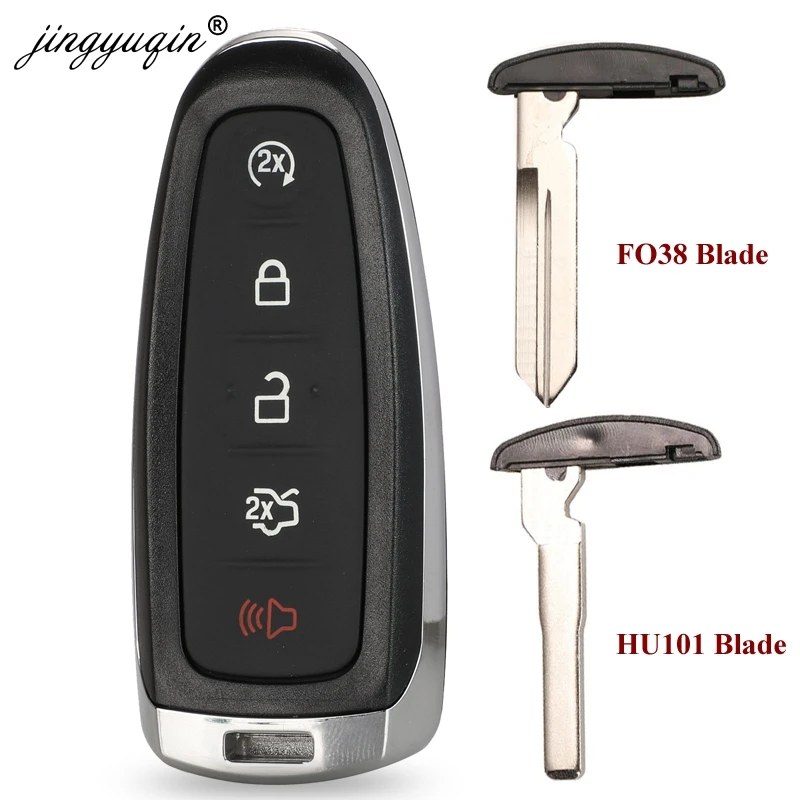 jingyuqin Replacement Key Shell for Ford Edge Escape Flex Explorer Taurus 5Button Remote Fob Cover Case Housing FO38 HU101 Blade