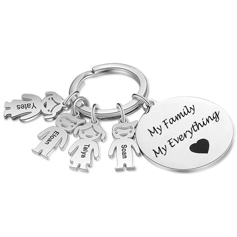 Personalized Keychain Women Men Customized Family Name Stainless Steel Keyring Gift for Boyfriend Girlfriend Custom Jewelry