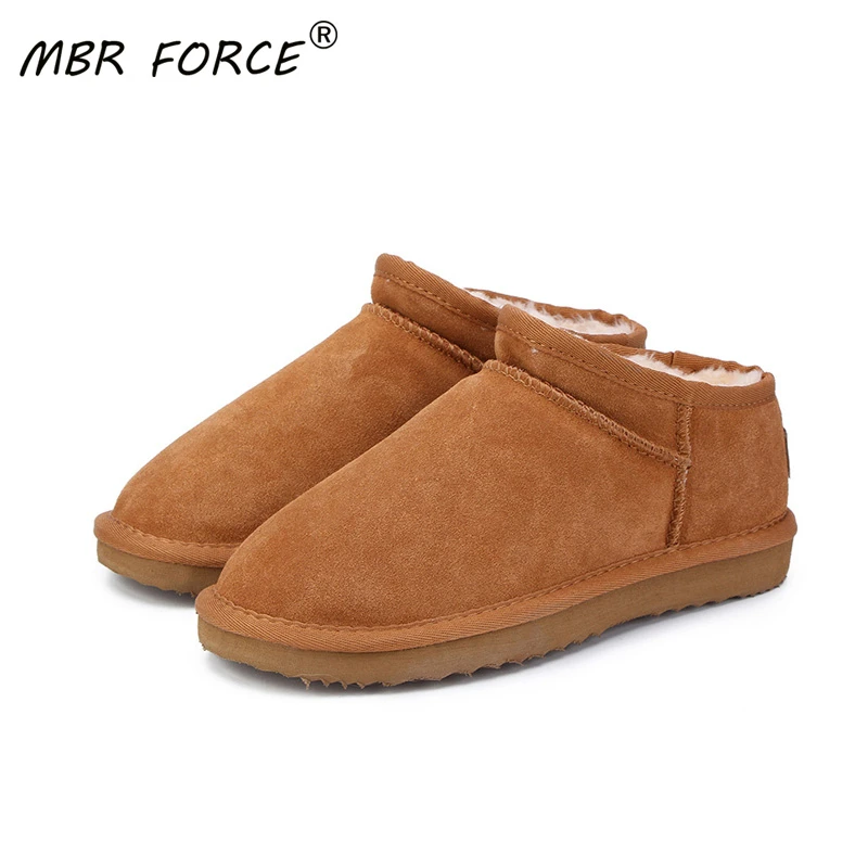 MBR FORCE Women Australia Classic Style  Snow Boots Winter Warm Leather Flats Warterproof High-quality Ankle Boots large size