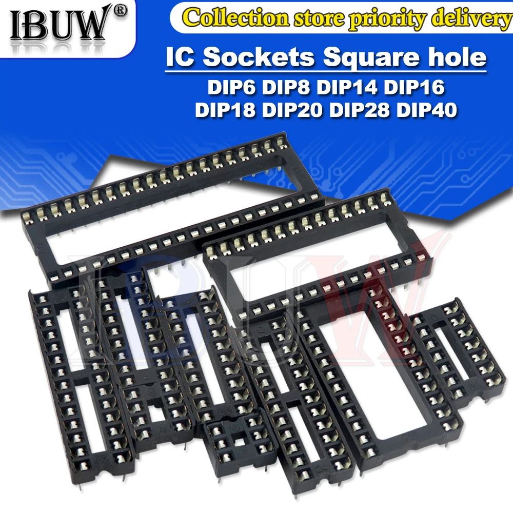 10PCS IC Sockets DIP6 DIP8 DIP14 DIP16 DIP18 DIP20 DIP28 DIP40 pins Connector DIP Socket 6 8 14 16 18 20 24 28 40 pin