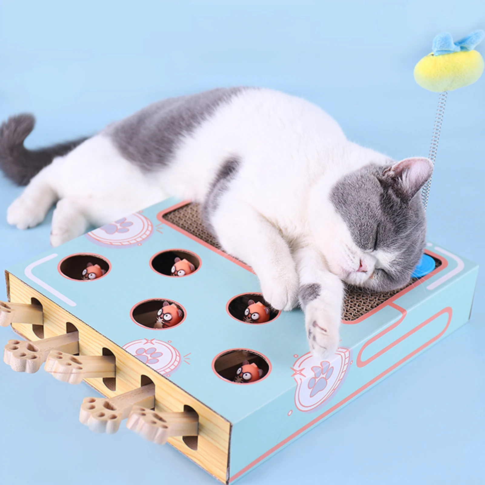 Funny Cat Toy Turntable Ball Cat Scratch Board Round Corrugated Paper Turntable Grinder Round Multi Holes Grind Claw Training