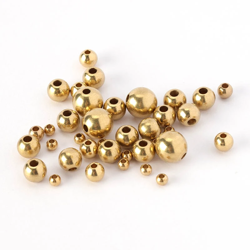 50pcs/lot 3/4/5/6/8mm Original Brass Spacer Beads Ball Loose Bead for Charms Bracelets Jewelry Making Components Craft DIY